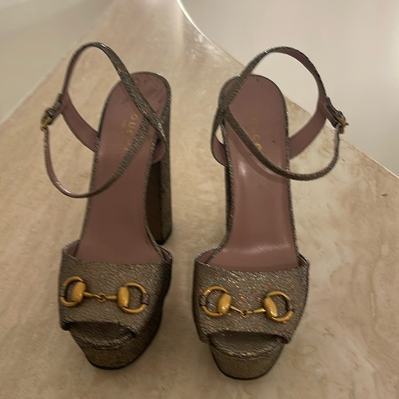 Gucci Platform Sandals Size 36 1/2 Used - Picture 1 of 15
